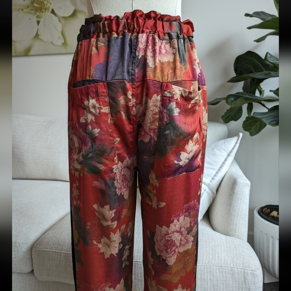 Johnny Was Printed Silk Trouser
